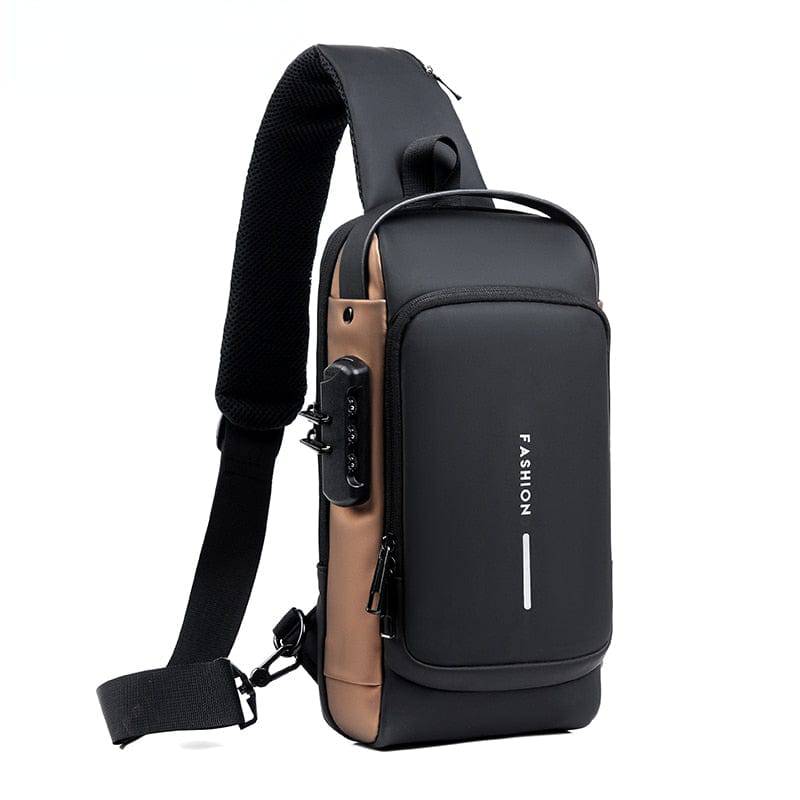 SearchFindOrder Black Luxury Multifunctional Anti-Theft USB Charging Crossbody Travel Sling Bag