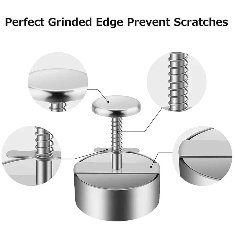 SearchFindOrder 80mm Burger Press Round Shape Stainless Steel Non-Stick Adjustable Hamburger Patty Maker