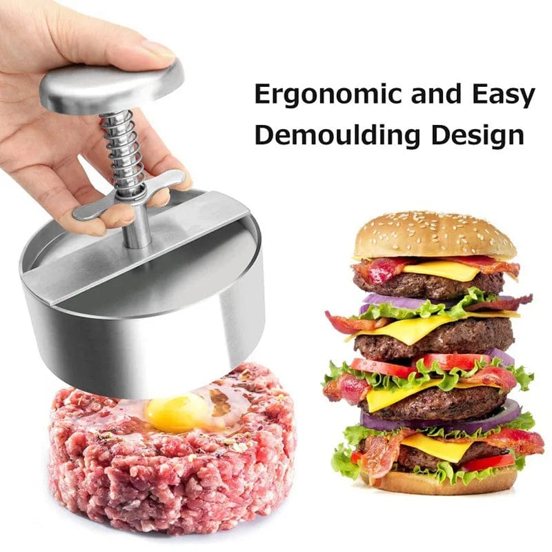 SearchFindOrder 80mm Burger Press Round Shape Stainless Steel Non-Stick Adjustable Hamburger Patty Maker