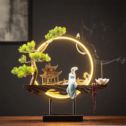 Lumina Flow Ceramic Incense Burner Night-Time Elegance