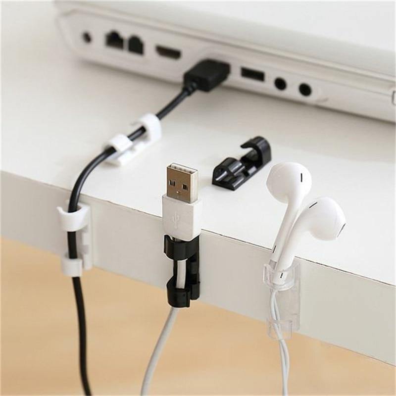 SearchFindOrder White-5PCS Cable Organizer Clips Desktop & Workstation