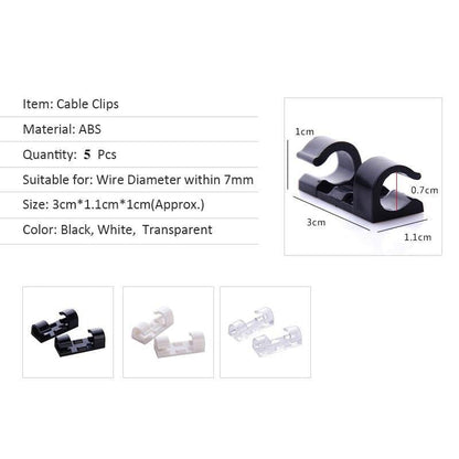 SearchFindOrder White-5PCS Cable Organizer Clips Desktop & Workstation