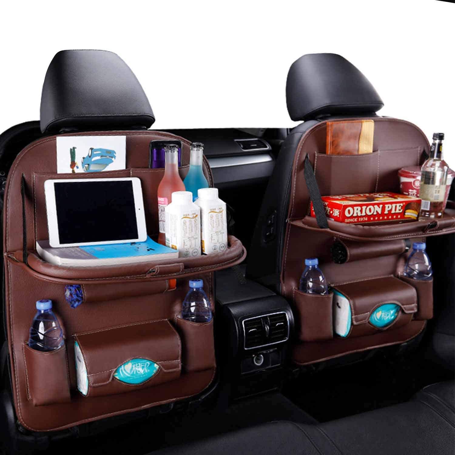 SearchFindOrder Coffee with table Car Back Seat Organizer Storage Bag with Foldable Table