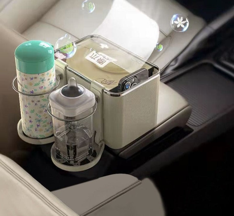 SearchFindOrder Double cup holder Car Cup Holder Tissue Box & Multifunctional Armrest Storage