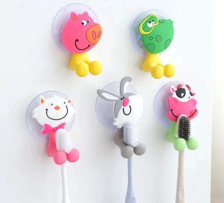 SearchFindOrder CF003-1 Cartoon Critter Brush Wall Mount Hygienic Toothbrush Storage & Bathroom Organizer