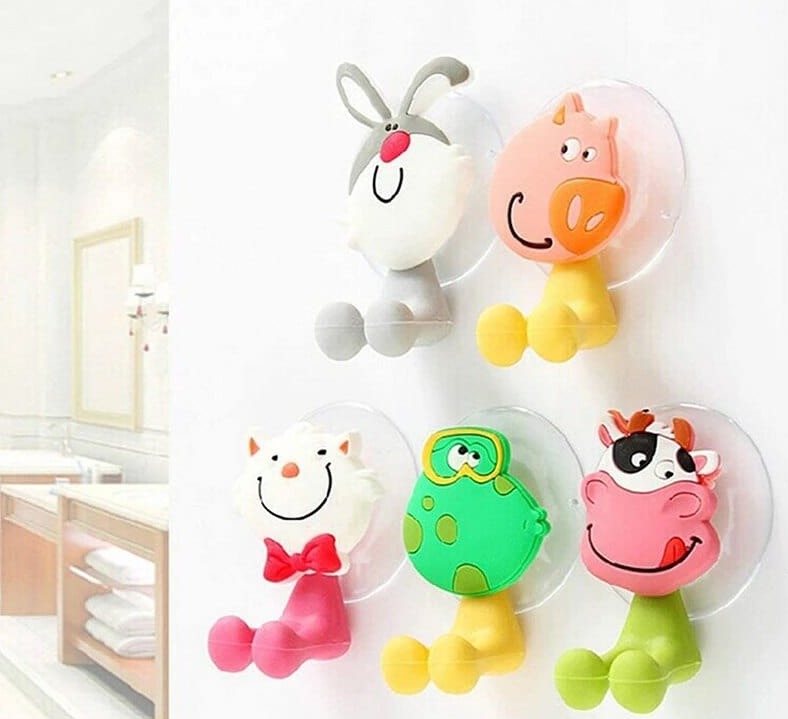 SearchFindOrder CF003-3 Cartoon Critter Brush Wall Mount Hygienic Toothbrush Storage & Bathroom Organizer