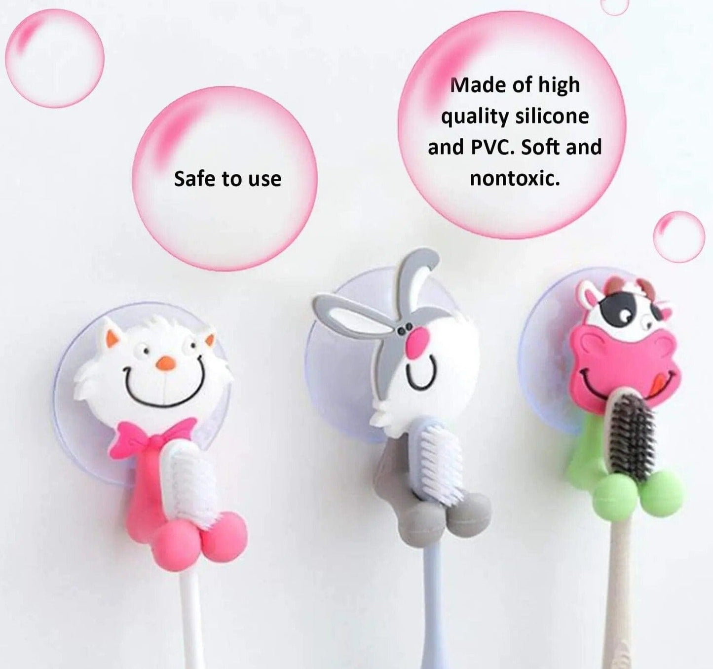 SearchFindOrder CF003-5 Cartoon Critter Brush Wall Mount Hygienic Toothbrush Storage & Bathroom Organizer