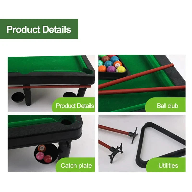 Mini Pool Table for Kids with 2 Pool Cues, Set of Billiard Balls and Rack - Complete Small Pool Table Set for Children - Great Gift Idea for Boys and Girls