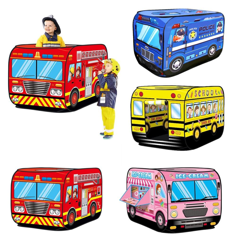 SearchFindOrder Fire Truck Children's Outdoor and Indoor Popup Play Tent Fire Truck Police Car Icecream Truck Schoo Bus