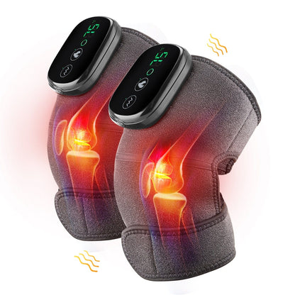 Heated Knee Brace Wrap with Massage, Shoulder and Elbow Vibration Heating Pad Massager for Pain Relief