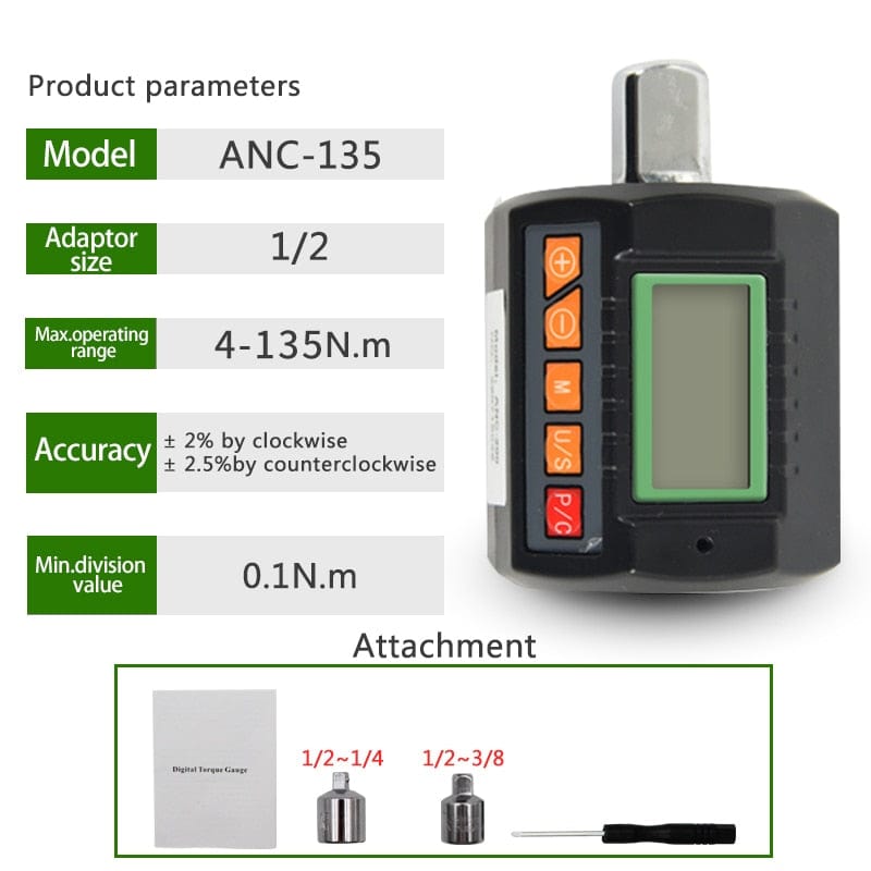 SearchFindOrder China / ANC-30 grey Adjustable Digital Torque Wrench Set 340NM, 3-Pc with Adapter for Bike, Car Repair