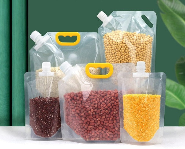 SearchFindOrder 10pcs Small size Clear Cereal & Beverage Sealing Bag With Handle (10 Pack)