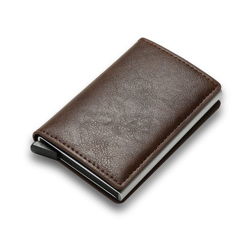 SearchFindOrder Brown B Men's and Women's Carbon Fiber RFID Wallets - Slim Trifold Design