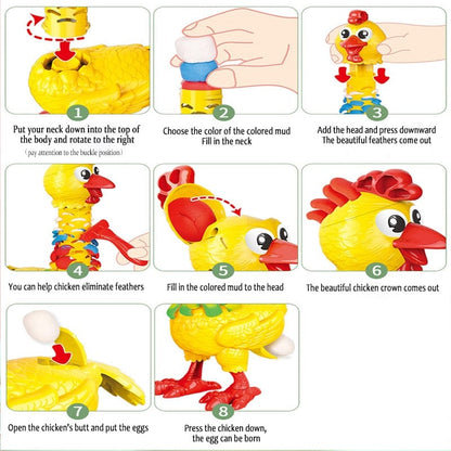 Colorful Feather Chicken Laying Plasticine Toy