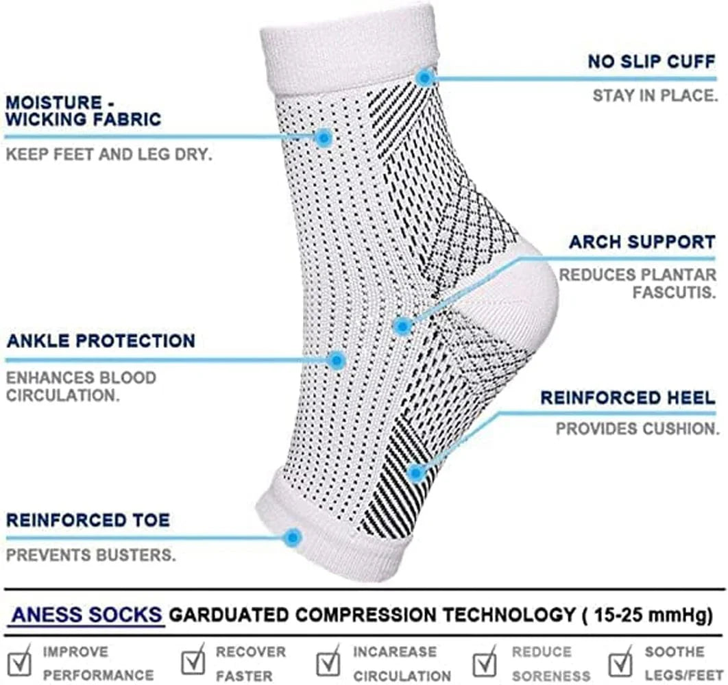 SearchFindOrder Black White / S/M ComfortStrid Ankle Compression Duo: Arch Support, Neuropathy Relief, and Soothing Nano Technology For Men and Women