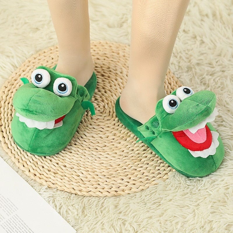 SearchFindOrder Green / 30-34/3-4.5 Comfy Dancing Crocodile Cotton Slippers