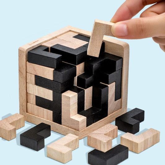 SearchFindOrder 54 T Shapes Creative 3D Wooden PuzzleInterlocking Cube Brain Teaser and Early Learning Educational Toy for Kids