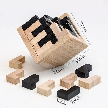 Creative 3D Wooden PuzzleInterlocking Cube Brain Teaser and Early Learning Educational Toy for Kids