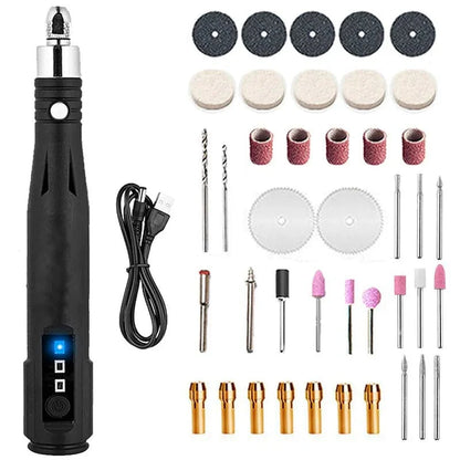 Mini Cordless Rotary Tool, Portable 5V Jewelry Polishing Kit with 120 Pieces Rotary Accessory Kit, Max Speed Load up to 15000 RPM, USB Charging, Engraving Pen, Polishing, Grinding, DIY Crafts