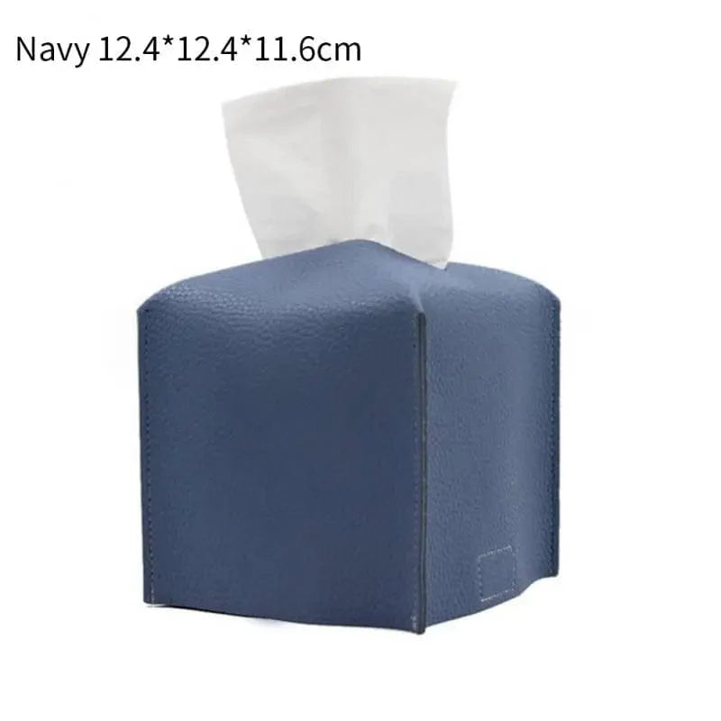 SearchFindOrder Light Blue L Leather Tissue Box Case