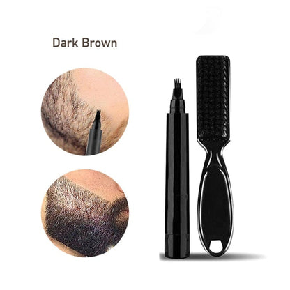 4-Tip Beard Pencil Filler for Men, Waterproof Beard Filling Pen Kit with Brush