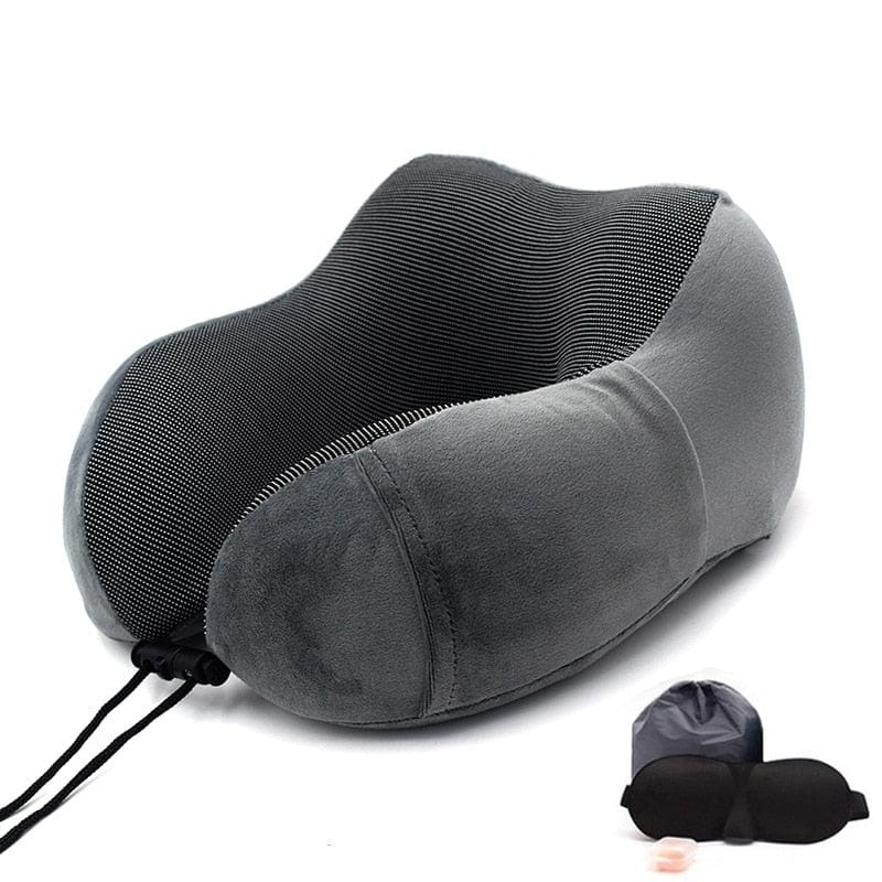 SearchFindOrder Gray Set U-Shape Neck Soft Memory Foam Travel Pillow