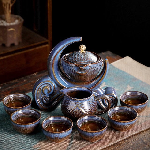 SearchFindOrder Chocolate Unique Ancient Chinese Porcelain Teapot Set (Eight Piece Set)