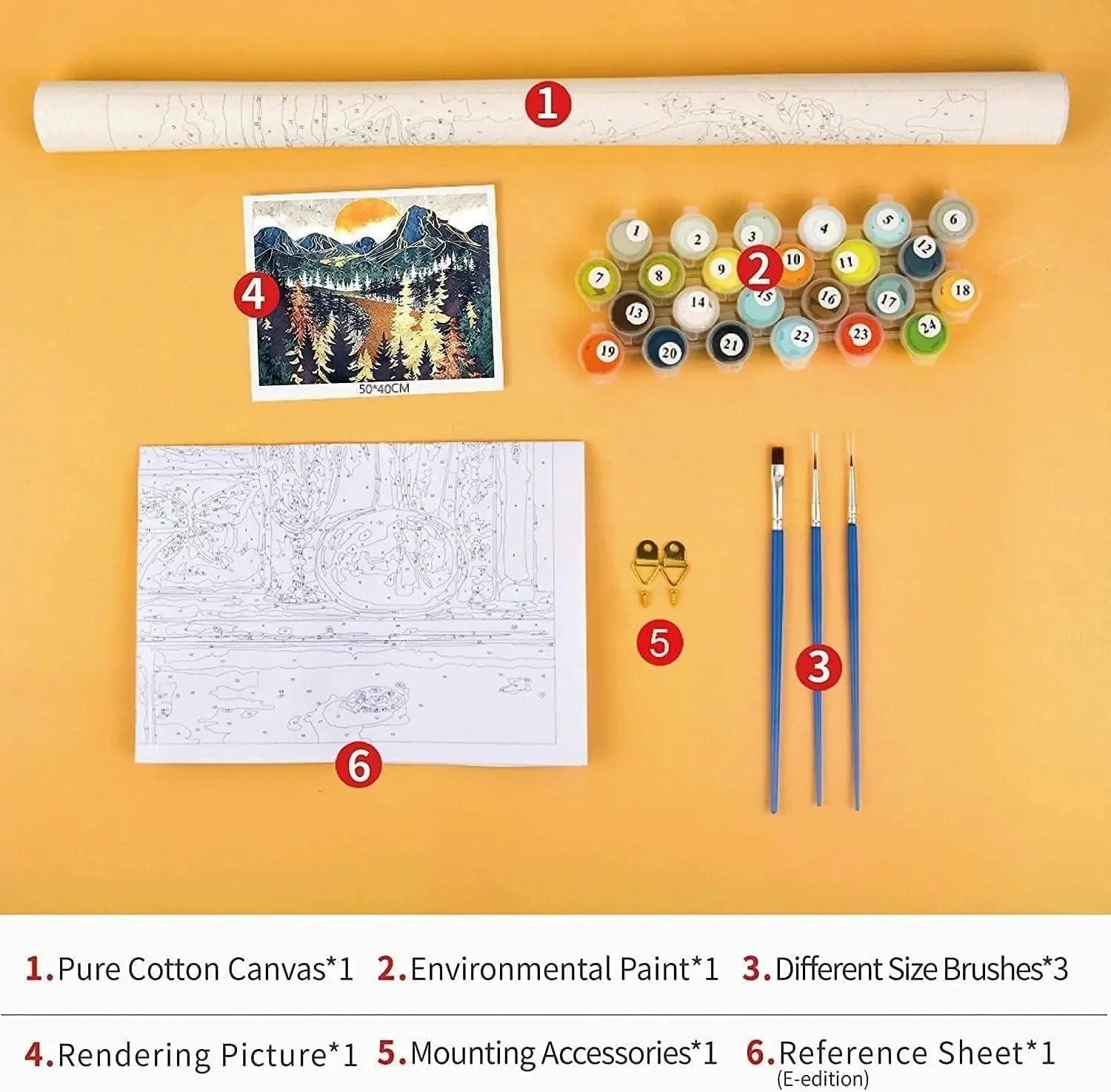 SearchFindOrder 40X50CM 2 DIY Number Canvis Painting Kit