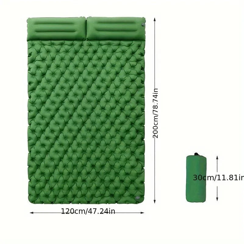 Double Inflatable Mattress with Built-in Pillow Pump