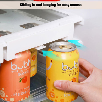 Double-Row Refrigerator Beverage Organizer for Pop, Beer and Soda Cans