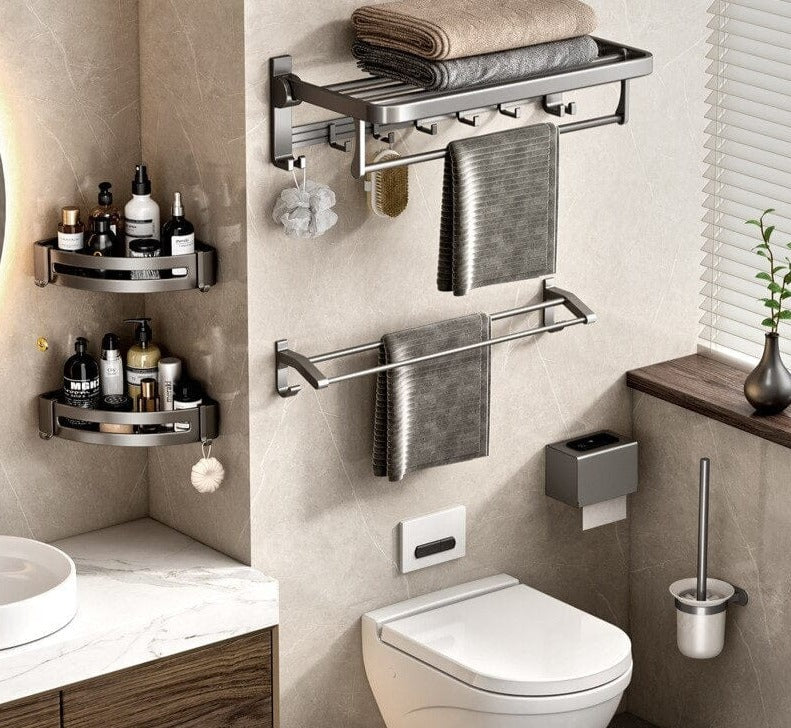 Easy Organizer Bathroom Aluminum Foldable Towel Rack