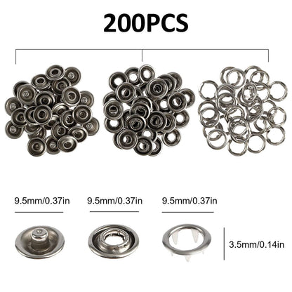 Easy Snap Button Fastener Set (200pcs)