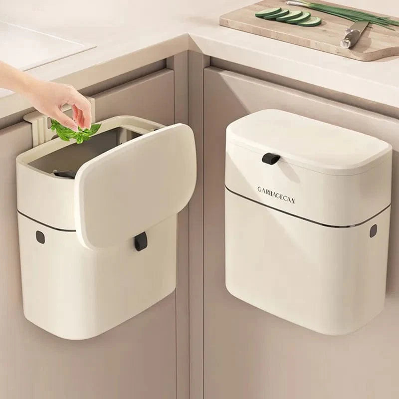 SearchFindOrder Hook Eco Space 10L Cabinet Door Trash Companion Wall-Mounted Kitchen Bin with Lid