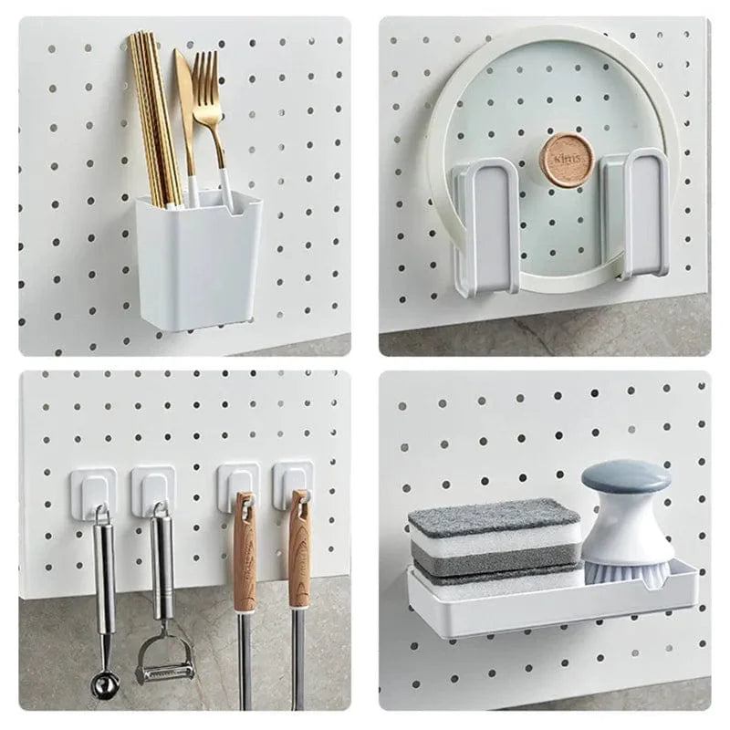 Pegboard Combination Kit with Accessories, Wall-Mounted Peg Board Hanging Organizer for Garage, Kitchen, Living Room, Bathroom, Office