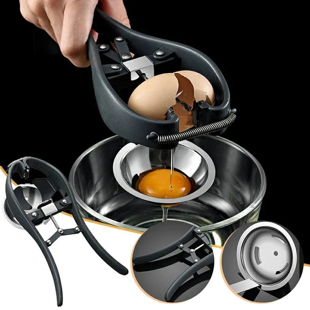 Egg Cracker, 304 Stainless-Steel Raw Egg Opener and Separator Kitchen Gadget