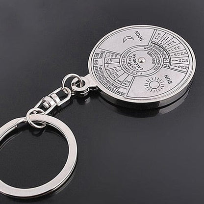 Eternal Timekeeper Keychain Silver Alloy Perpetual Calendar Keyring