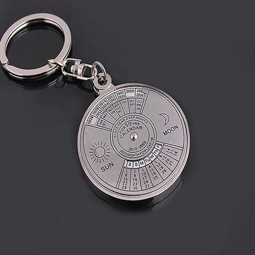 Eternal Timekeeper Keychain Silver Alloy Perpetual Calendar Keyring