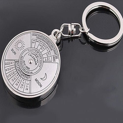 Eternal Timekeeper Keychain Silver Alloy Perpetual Calendar Keyring