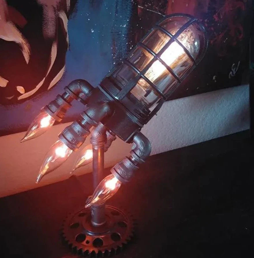 SearchFindOrder EU PLUG LED Night Light Steampunk Rocket Launching Flame Lamp