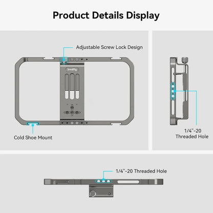 SearchFindOrder 4121 Expandable Smartphone Cage with Foldable Handles and Wireless Control for iPhone 14/13/12