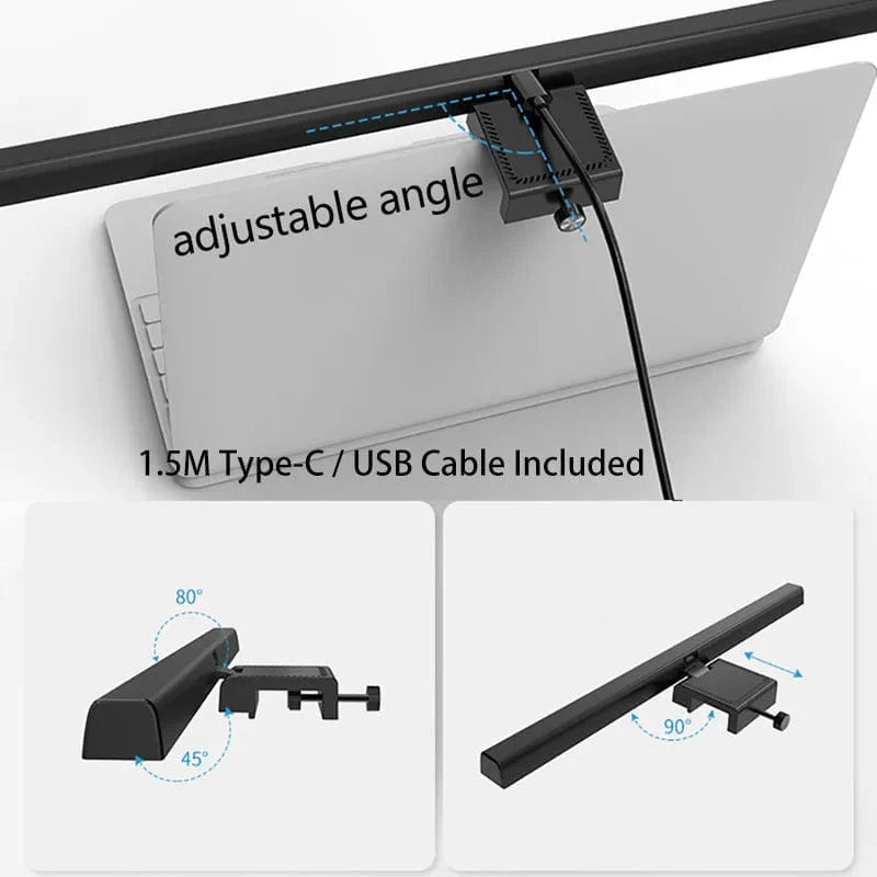 Smart Anti-Glare Computer Monitor Light Bar, USB LED Task Lamp with Touch Control, Auto-Dimming, Dimmable Features, Space-Saving Design for Home Office Desk, No-Glare Reading Light