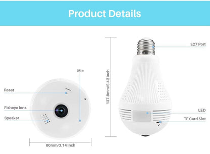 Fisheye Mini Wi-Fi Panoramic Security Camera Light Bulb and Two-Way Audio - Smart Shop (Online Store for wise shoppers) 