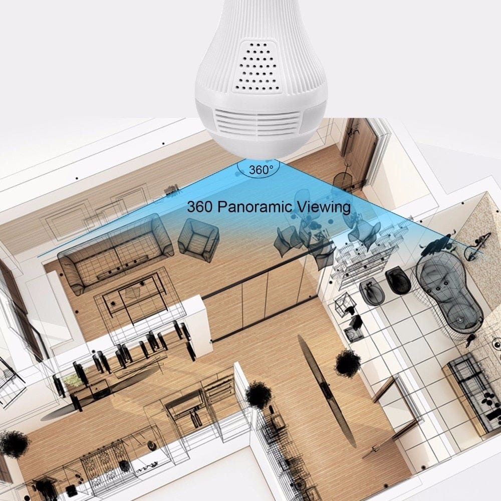 SearchFindOrder Fisheye Mini WiFi Panoramic Security Camera Light Bulb and Two-Way Audio