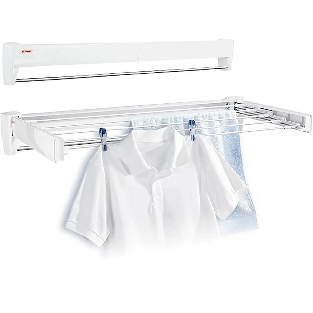 SearchFindOrder White Flex Fold Wall Mounted Clothes Dryer Rack