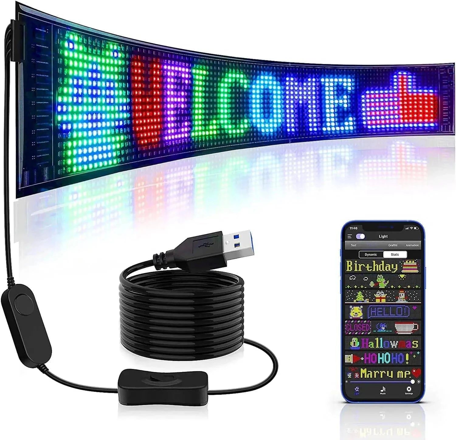 SearchFindOrder 16x96 LEDs 12x68 CM Flexi Graffix RGB LED Matrix Display