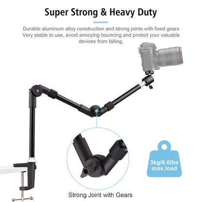 Flexible Foldable Aluminum Desk Mount Holder with Metal Clamp - Smart Shop (Online Store for wise shoppers) 