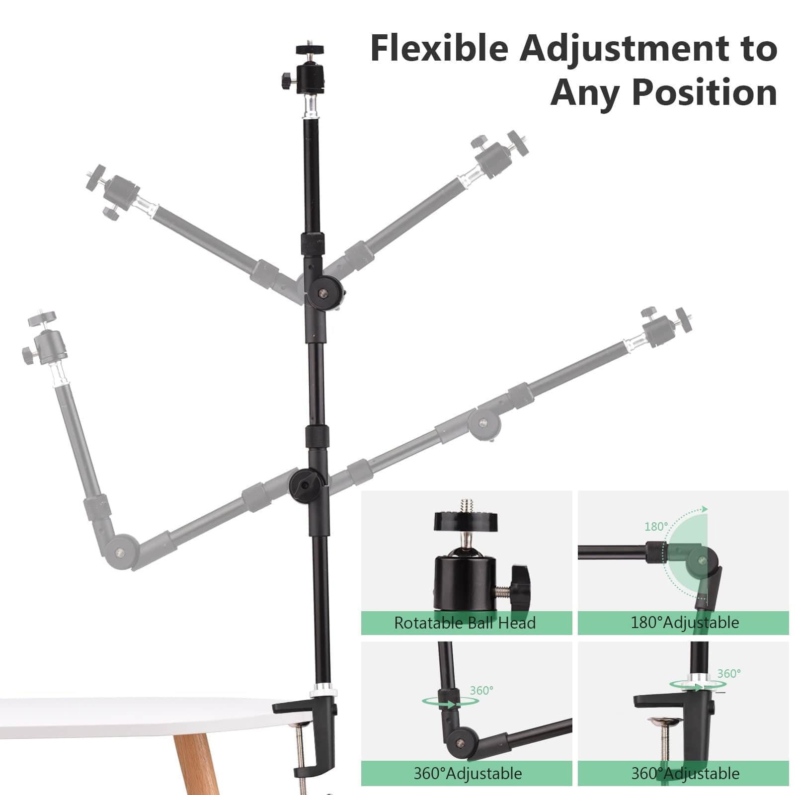 Flexible Foldable Aluminum Desk Mount Holder with Metal Clamp - Smart Shop (Online Store for wise shoppers) 