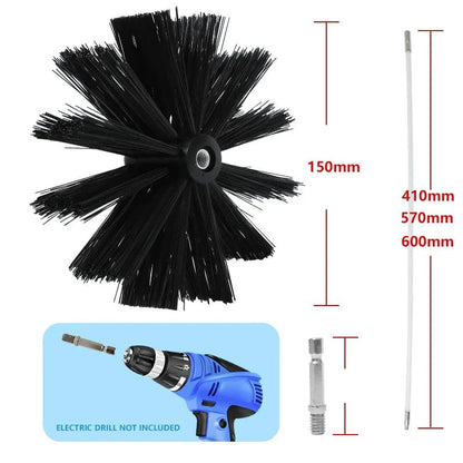 Flexible Long Handle Rotary Chimney Brush Rod Kit for Fireplace Inner Wall, Roof, Dryer Pipe Cleaning