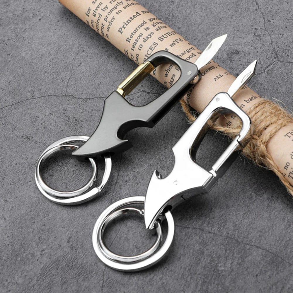 SearchFindOrder Silver Foldable Mini Knife & Bottle Opener Keychain