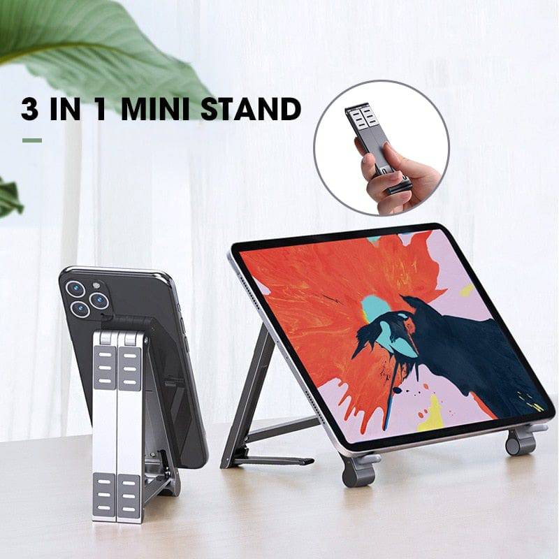 SearchFindOrder Silver Metal Foldable & Portable Mini Phone and Laptop Adjustable Stand